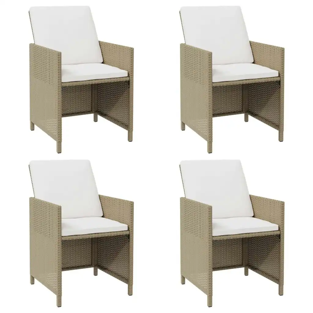 Garden Chairs with Cushions 4 pcs Poly Rattan Beige 316777