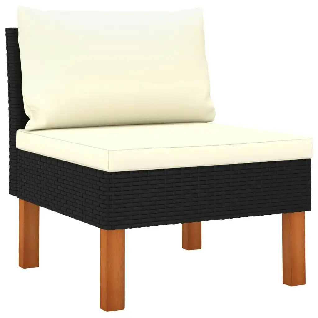 Middle Sofa Poly Rattan and Solid Eucalyptus Wood 315762