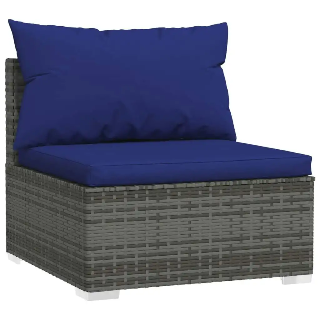 Garden Middle Sofa with Cushions Grey Poly Rattan 317570