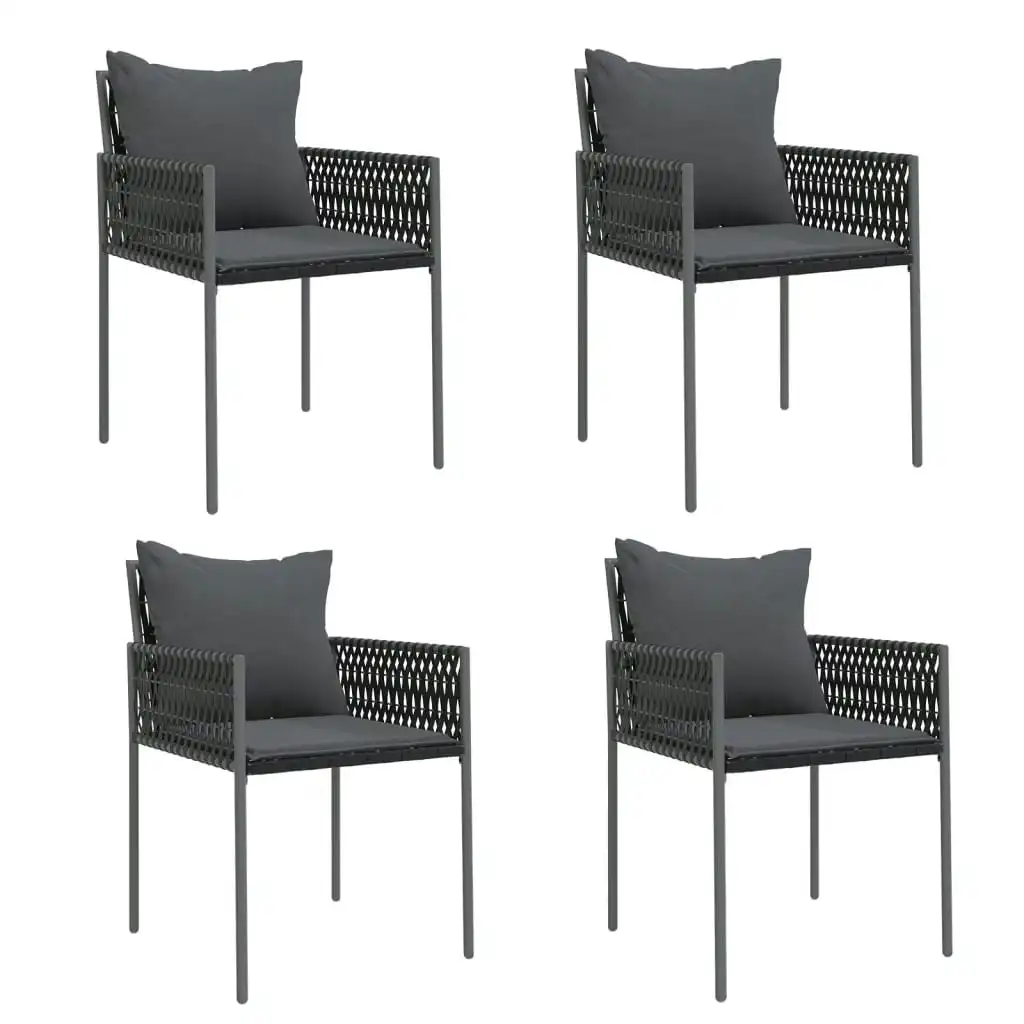 Garden Chairs with Cushions 4 pcs Black 54x61x83 cm Poly Rattan 3187089