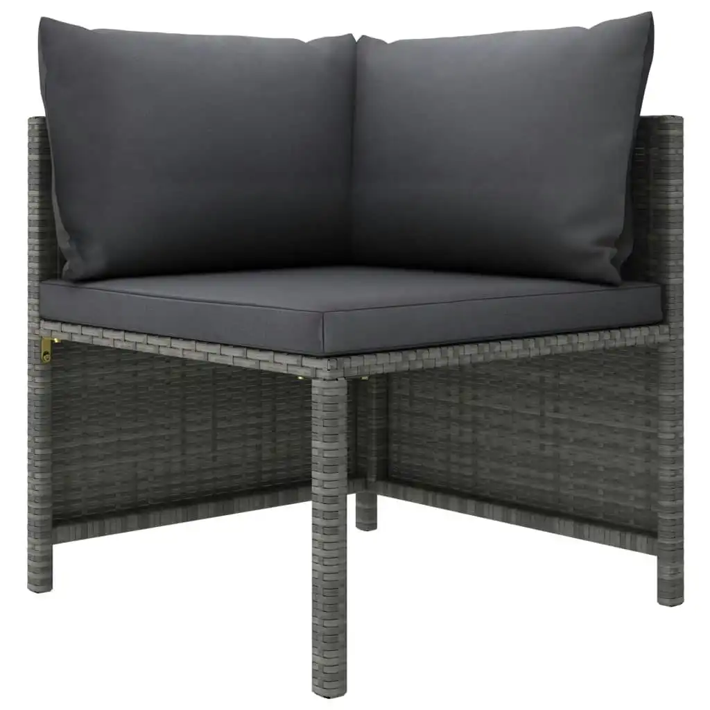 Sectional Corner Sofa with Cushions Grey Poly Rattan 313493