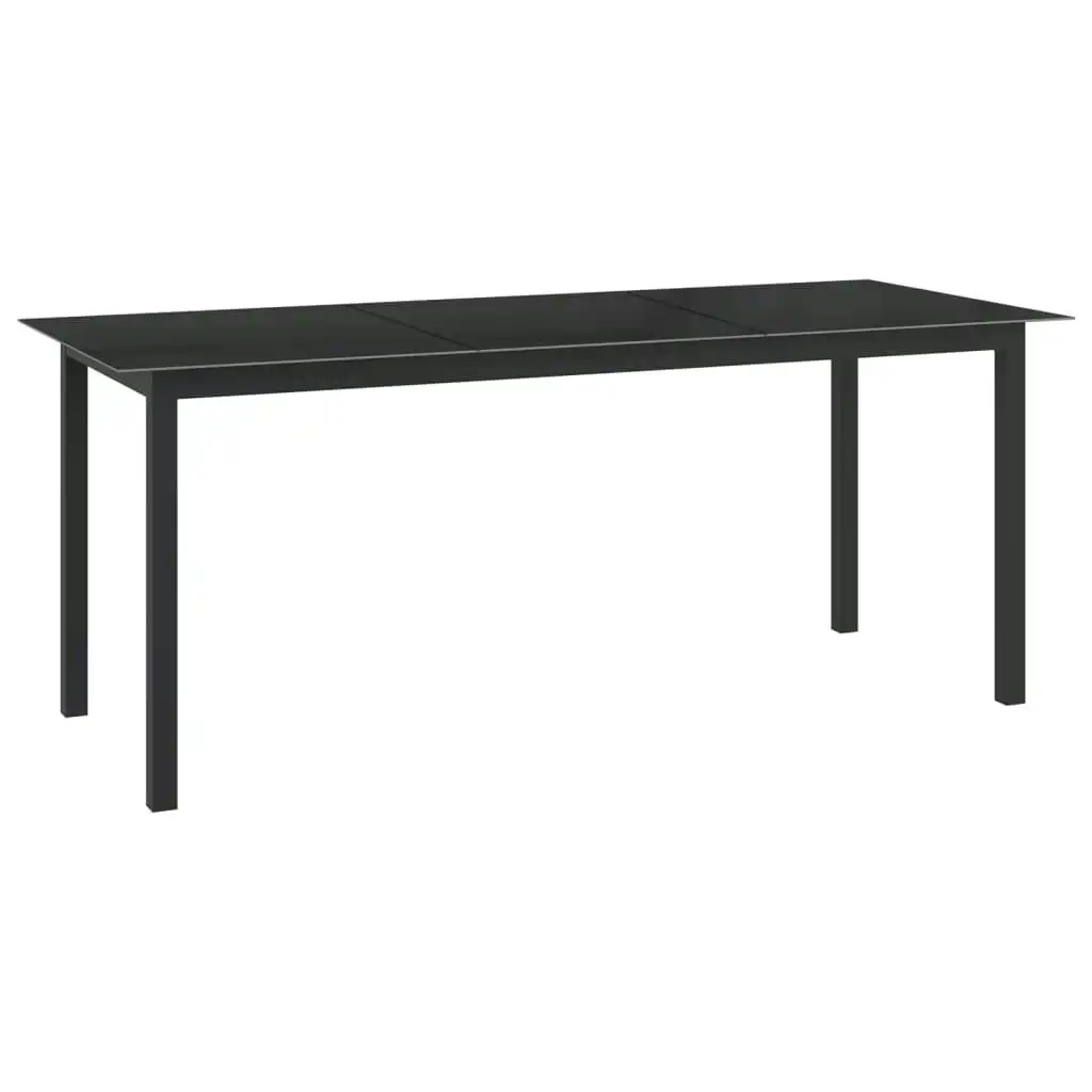 Garden Table Black 190x90x74 cm Aluminium and Glass 312202