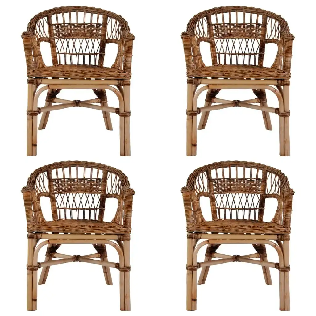 Outdoor Chairs 4 pcs Natural Rattan Brown 275843