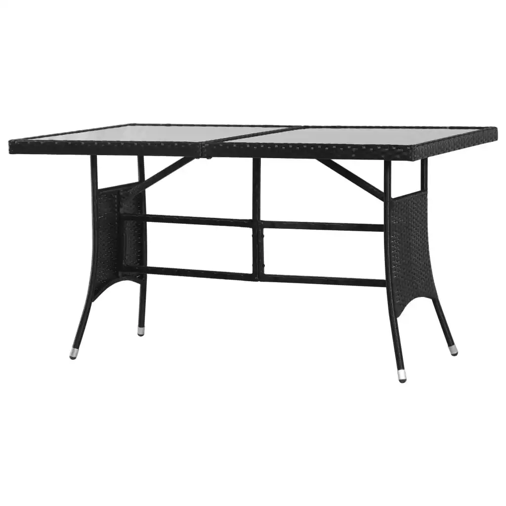 Garden Table Black 140x80x74 cm Poly Rattan 43931