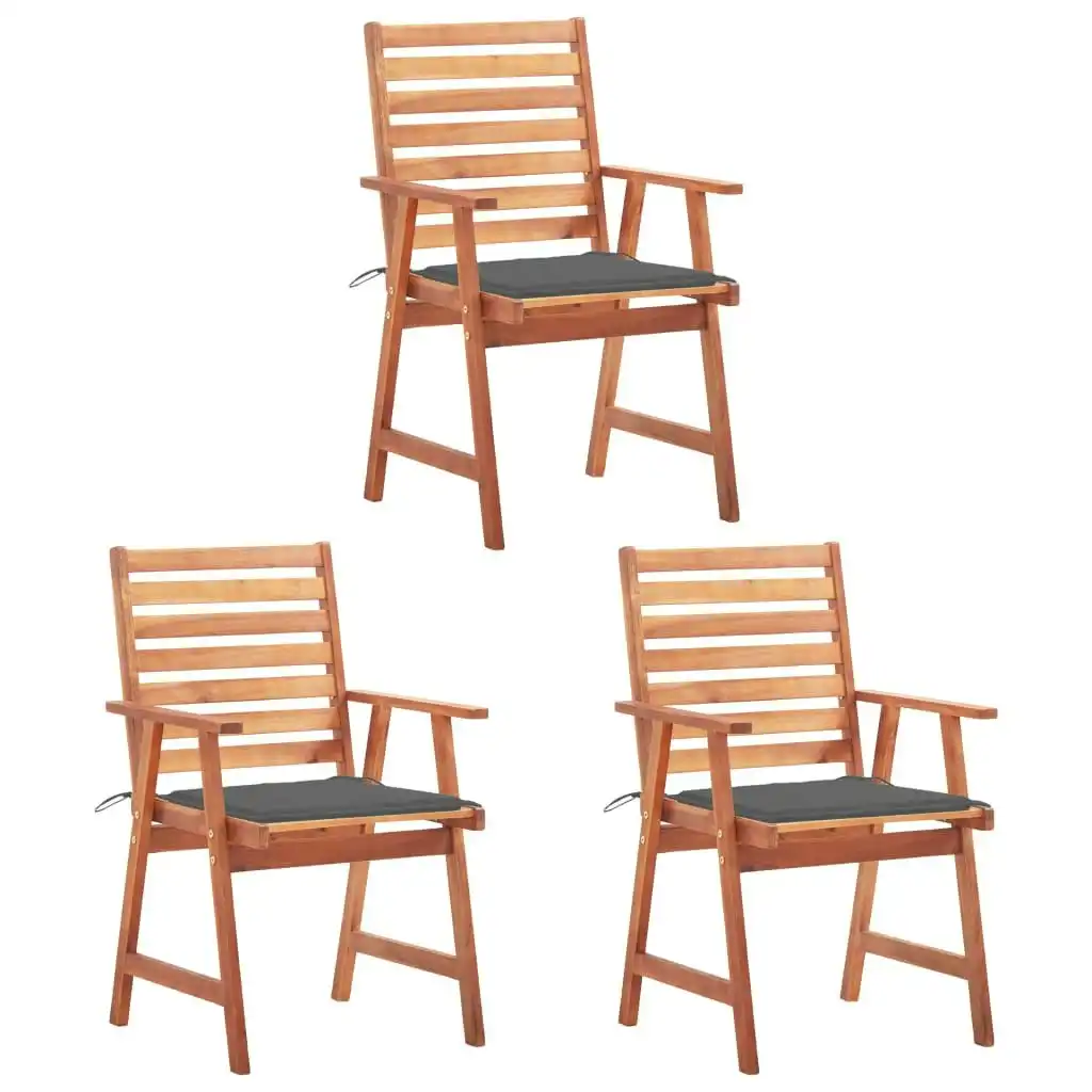 Outdoor Dining Chairs 3 pcs with Cushions Solid Acacia Wood 3064347