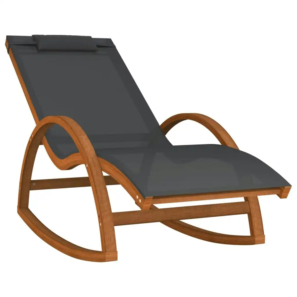 Rocking Chair Grey Textilene and Solid Wood Poplar 363472