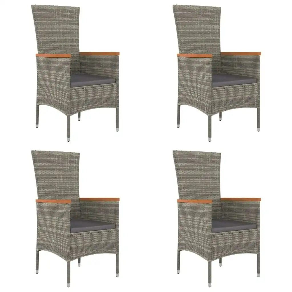 Garden Chairs with Cushions 4 pcs Poly Rattan Grey 319528