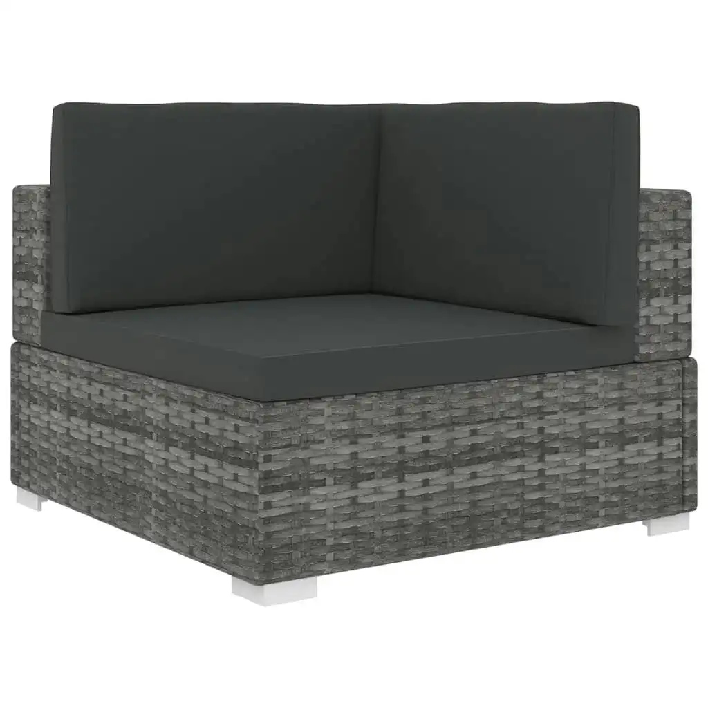 Sectional Corner Chair 1 pc with Cushions Poly Rattan Grey 46799