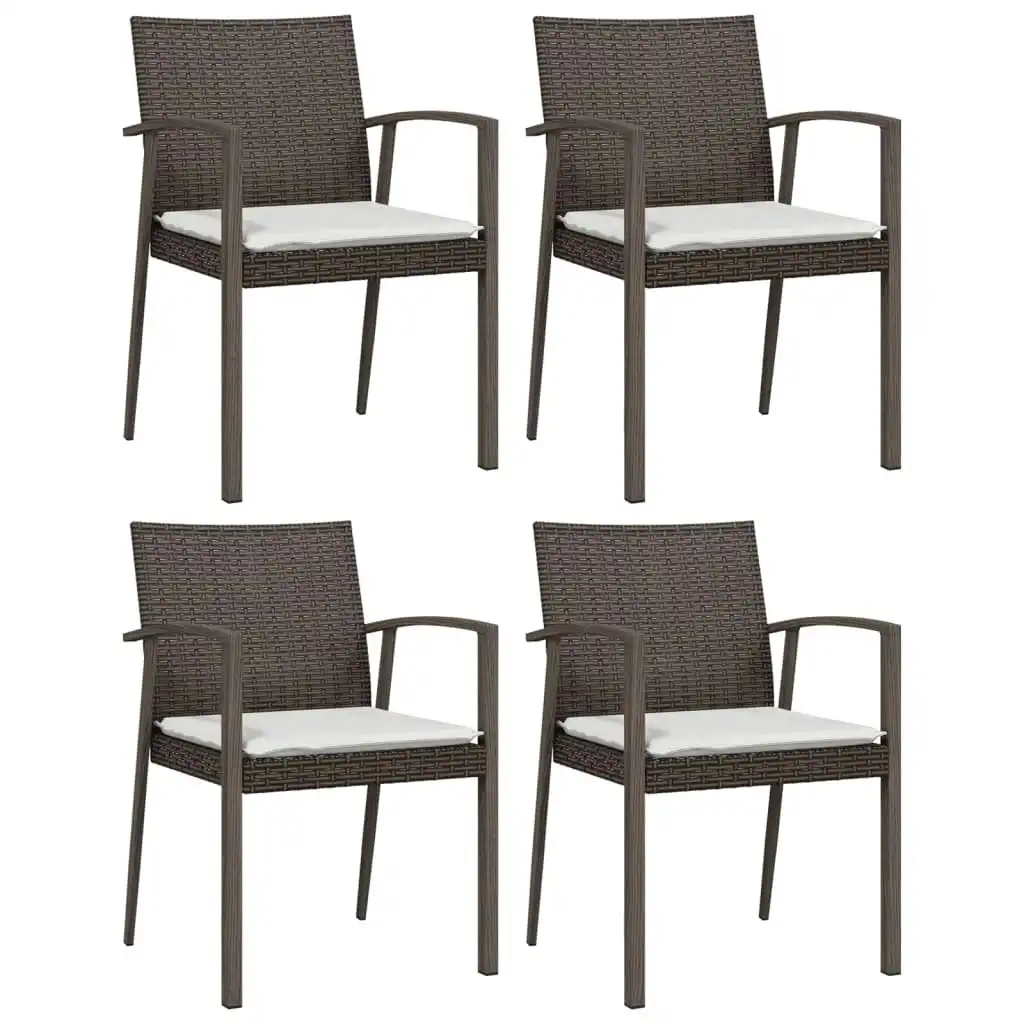 Garden Chairs with Cushions 4 pcs Brown 56.5x57x83 cm Poly Rattan 3187077