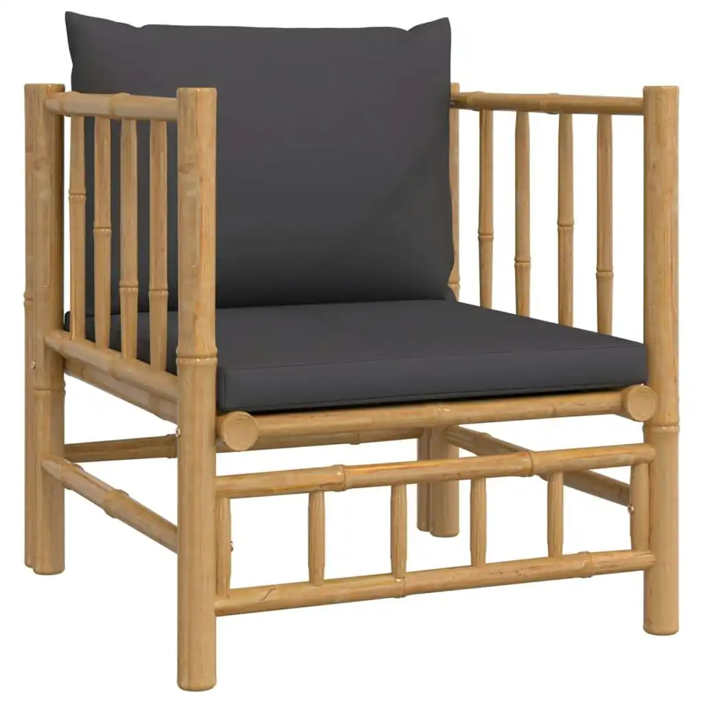 Garden Sofa with Dark Grey Cushions Bamboo 362311