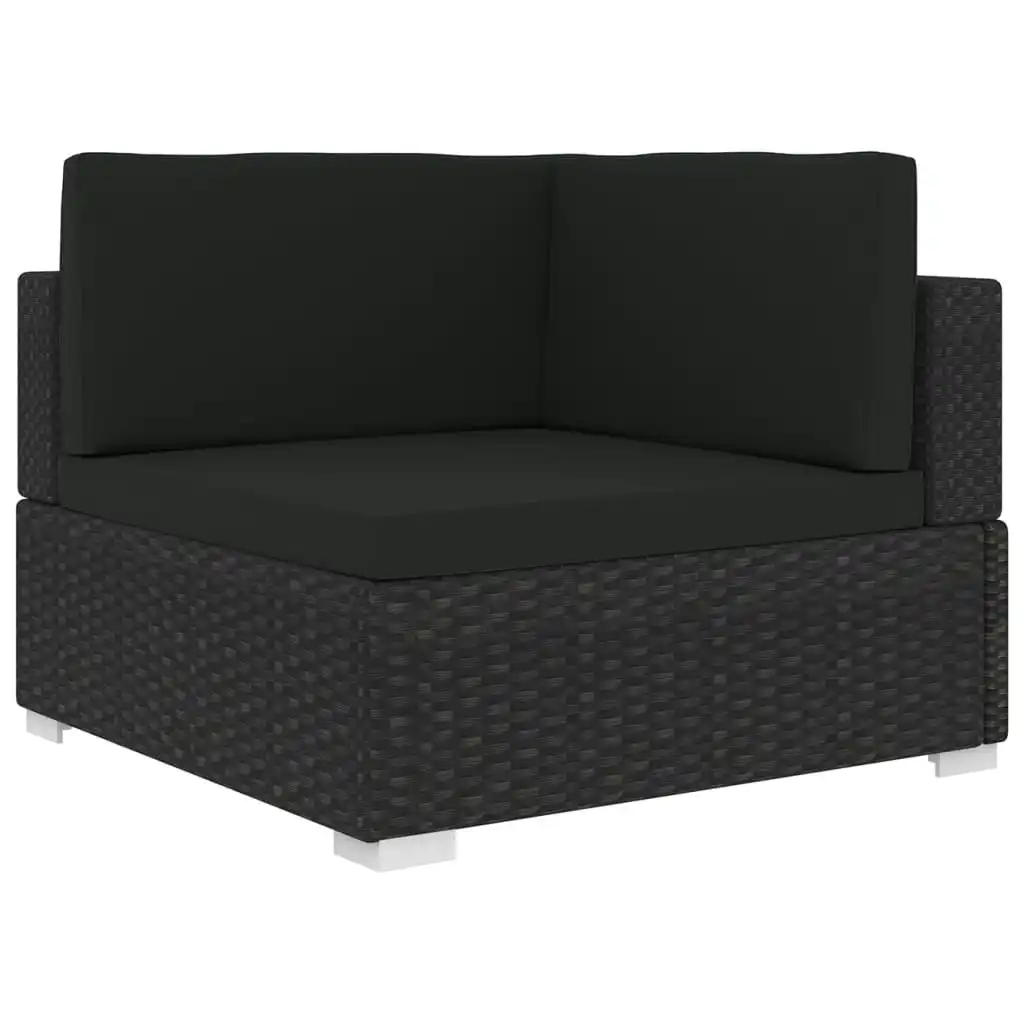 Sectional Corner Chair 1 pc with Cushions Poly Rattan Black 46800
