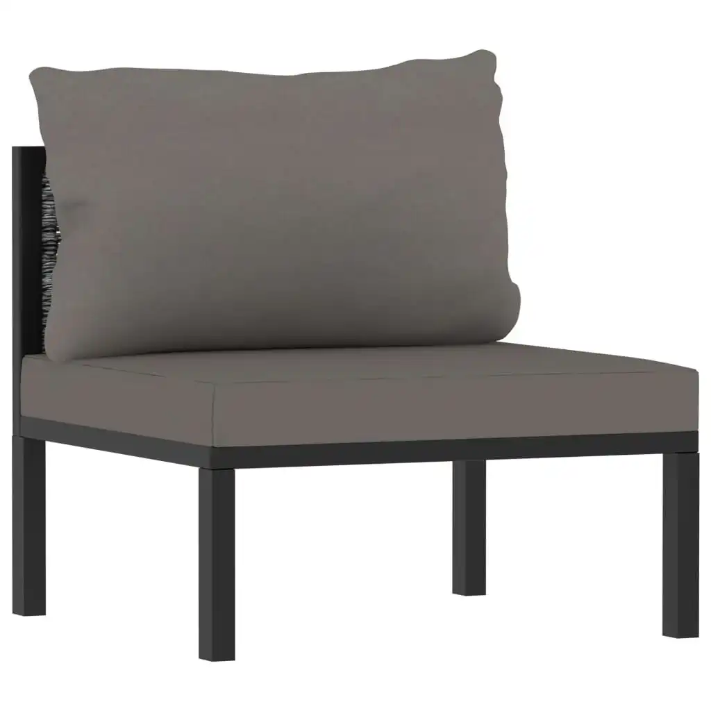 Sectional Middle Sofa with Cushion Poly Rattan Anthracite 49398