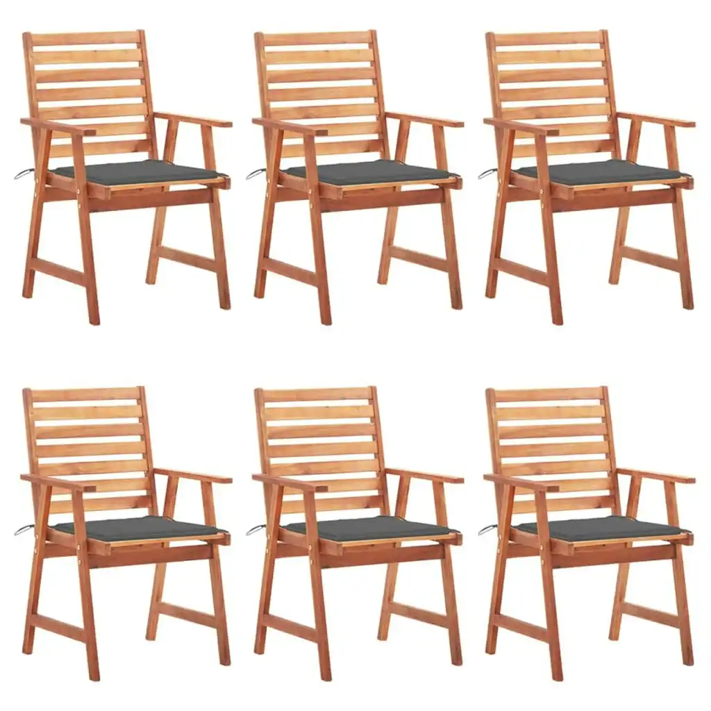 Outdoor Dining Chairs 6 pcs with Cushions Solid Acacia Wood 3078347