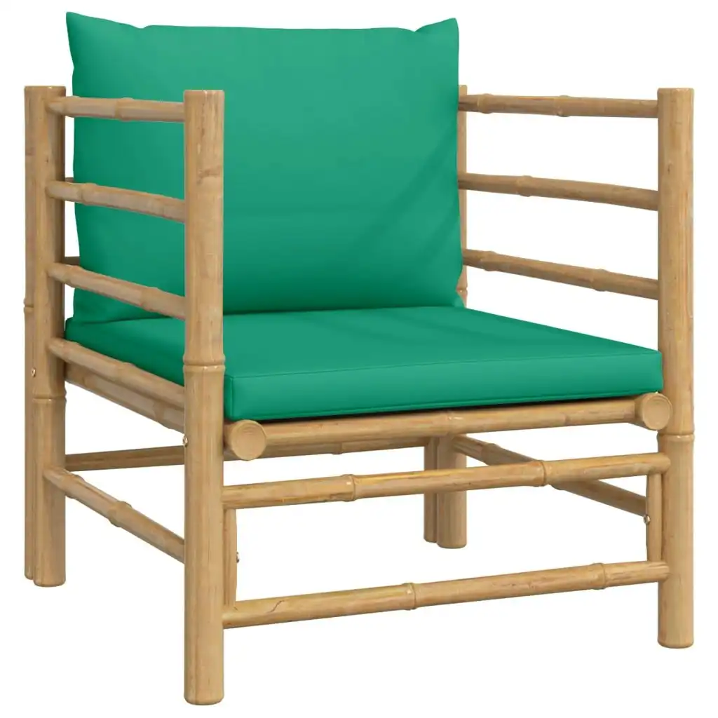 Garden Sofa with Green Cushions Bamboo 362296