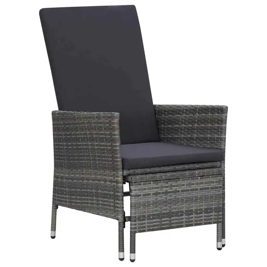 Reclining Garden Chair with Cushions Poly Rattan Grey 310230