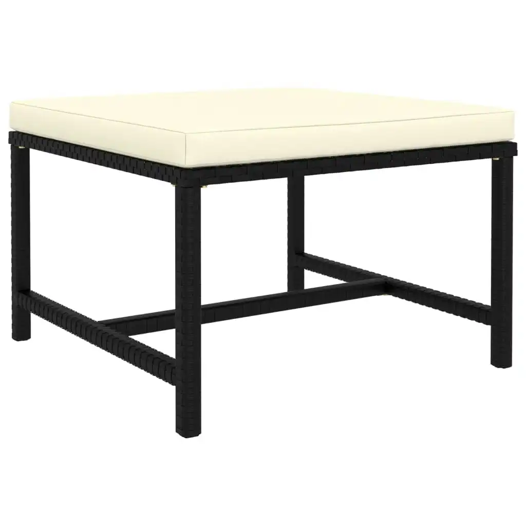 Sectional Footrest with Cushion Black Poly Rattan 313509