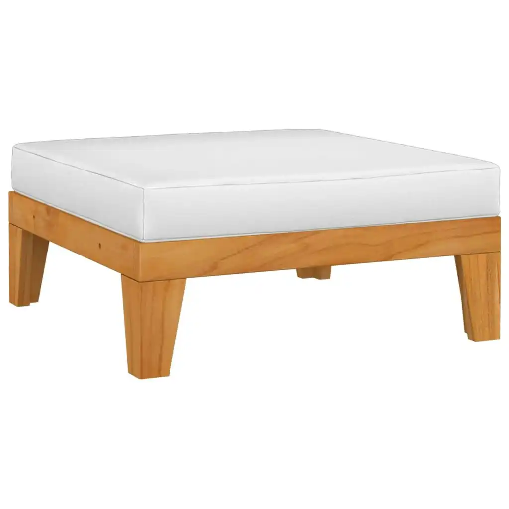 Sectional Footrest with Cream White Cushion Solid Acacia Wood 312152