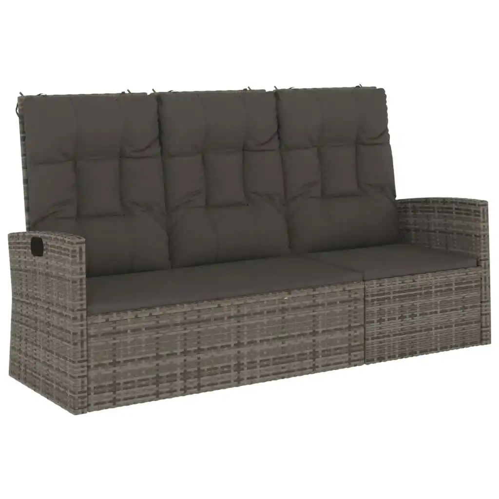 Reclining Garden Bench with Cushions Grey 173 cm Poly rattan 362184