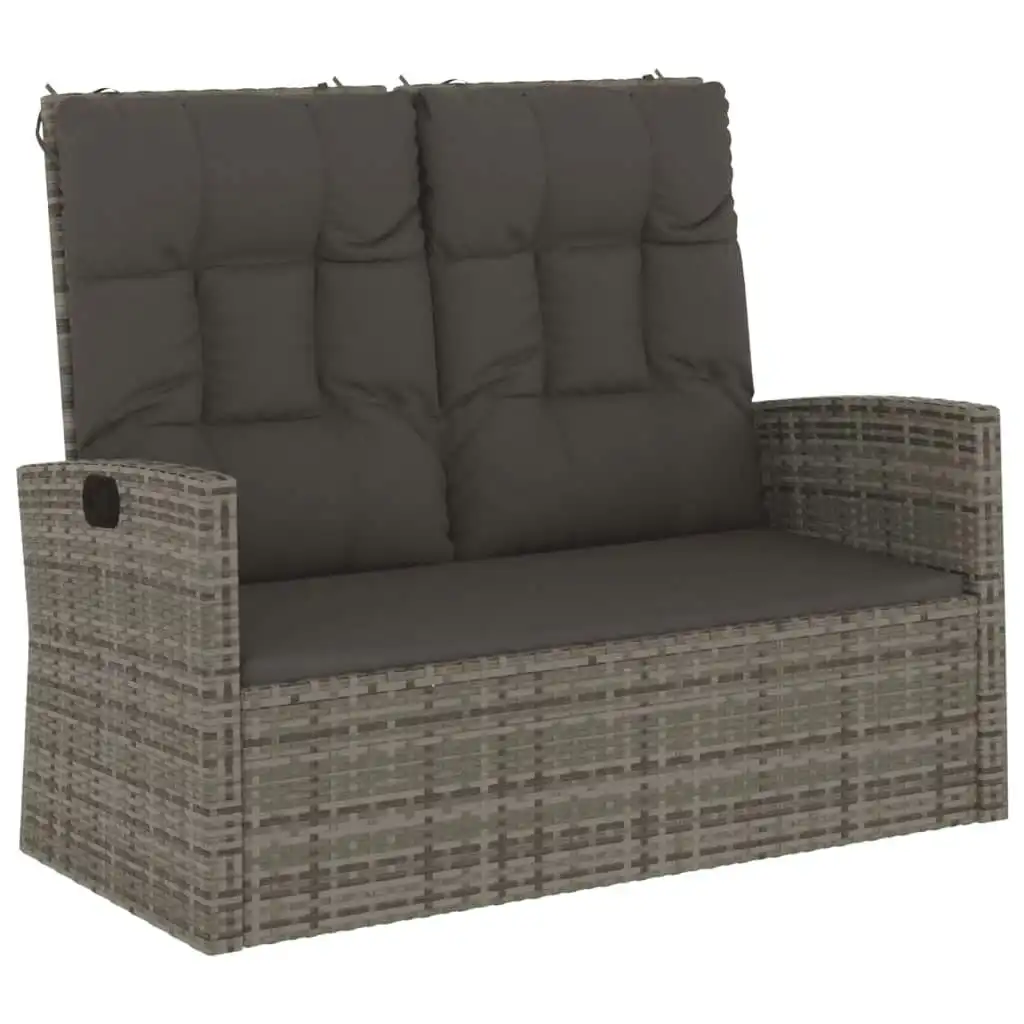 Reclining Garden Bench with Cushions Grey 118 cm Poly rattan 362186