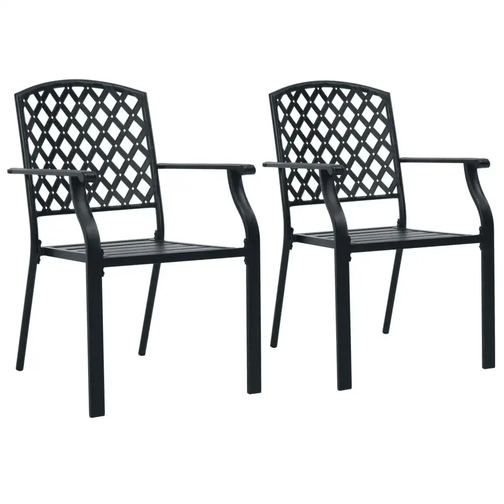 Stackable Outdoor Chairs 2 pcs Steel Black 44265