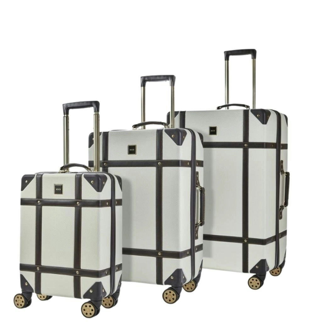 Rock Vintage 3 Piece Hardsided Luggage Set - Cream