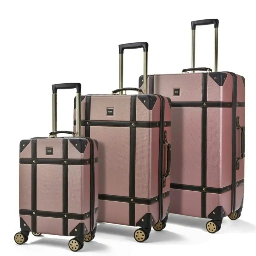 Rock Vintage 3 Piece Hardsided Luggage Set - Pink