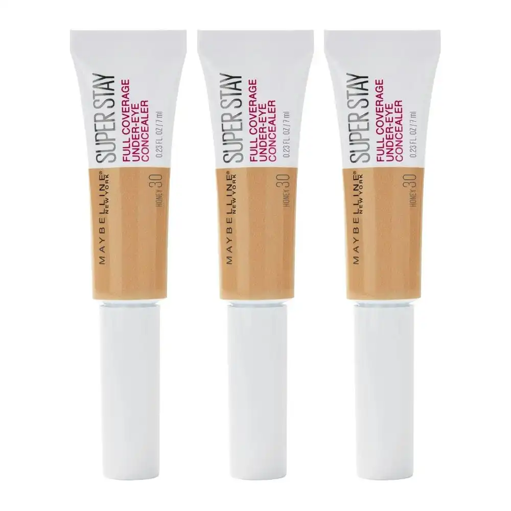 Maybelline Super Stay Full Coverage Under-eye Concealer 6ml 30 Honey - 3 Pack