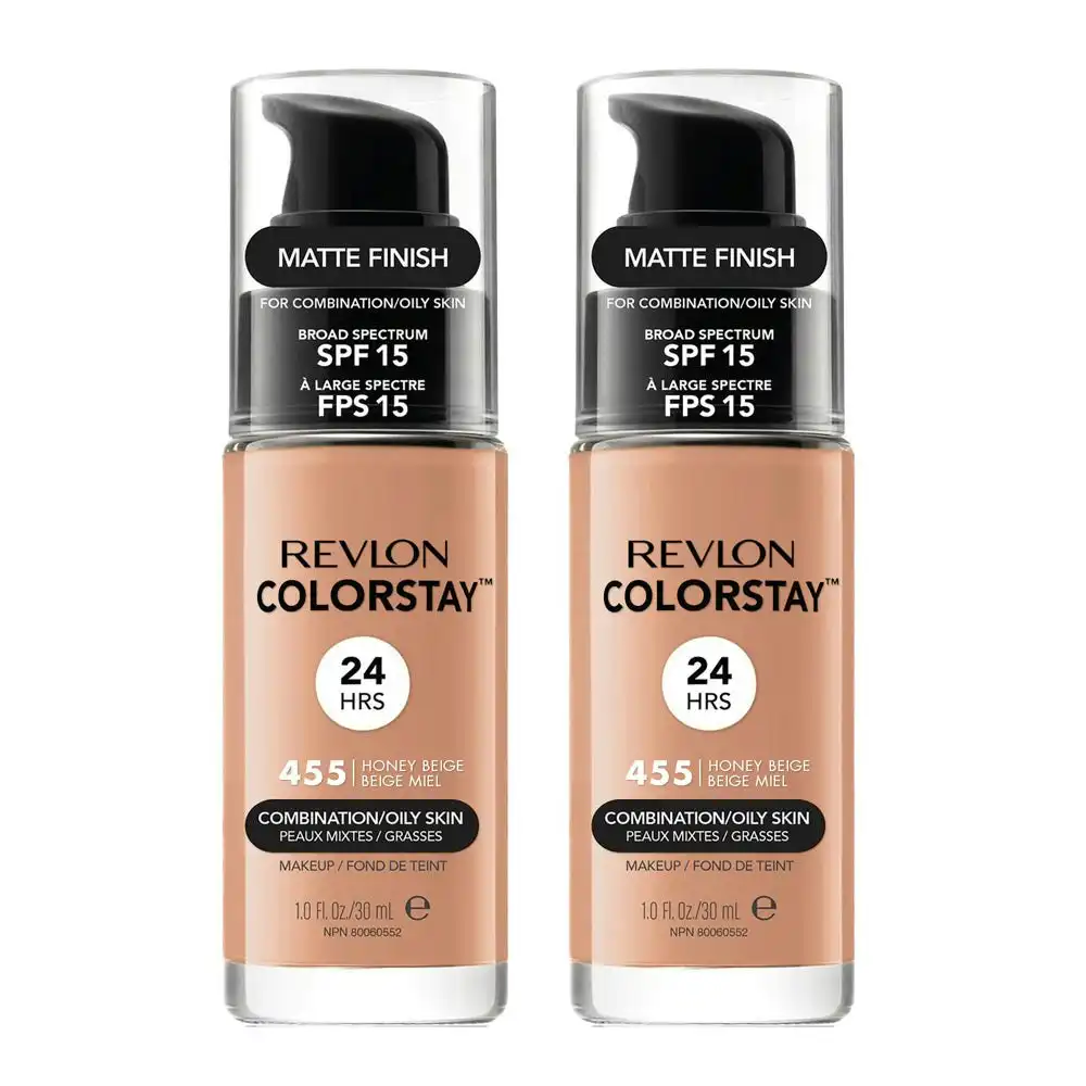 Revlon Colorstay Makeup Combination/ Oily Skin 30ml 455 Honey Beige - 2 Pack