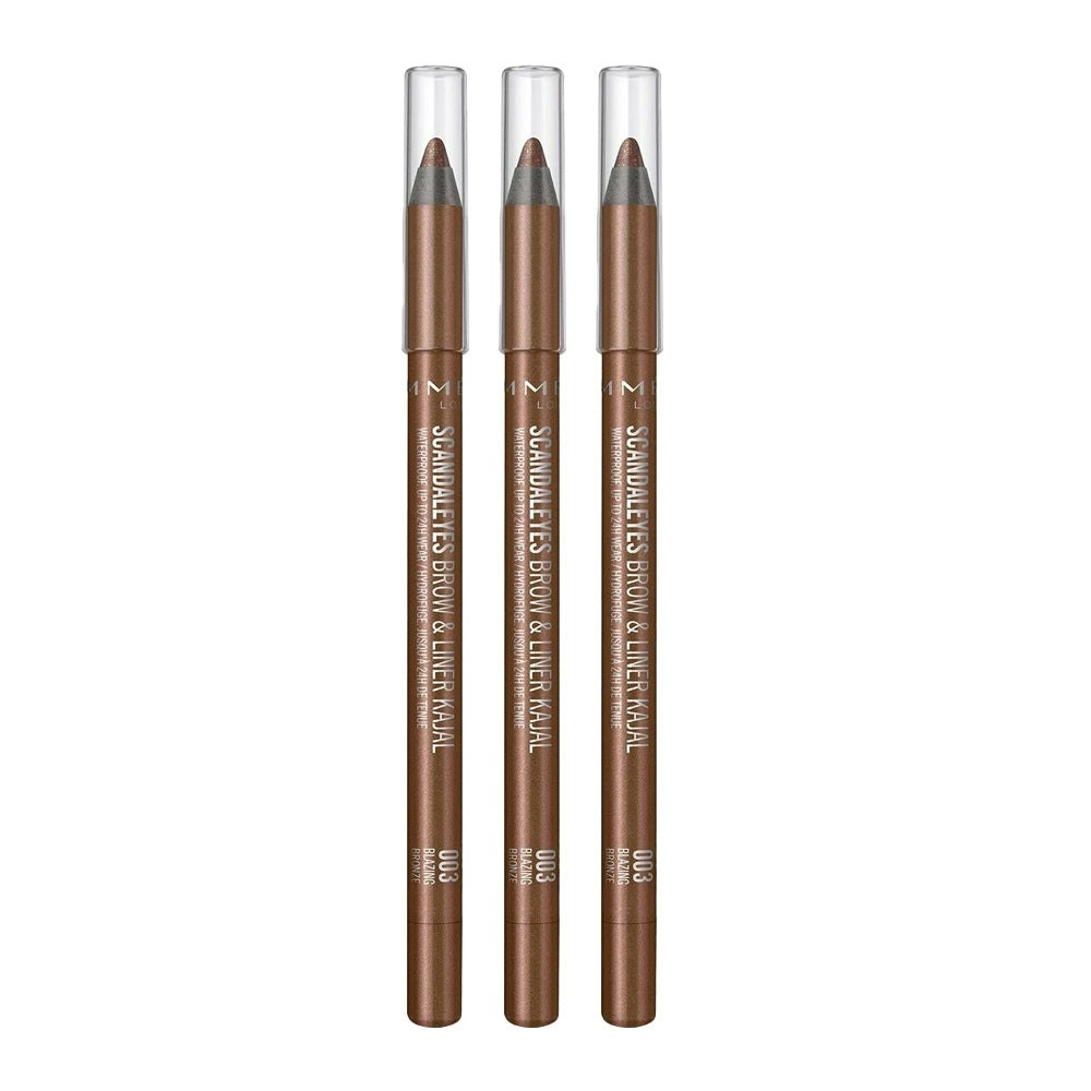 Rimmel London Scandaleyes Brow & Liner Kajal 1.3g 003 Blazing Bronze - 3 Pack