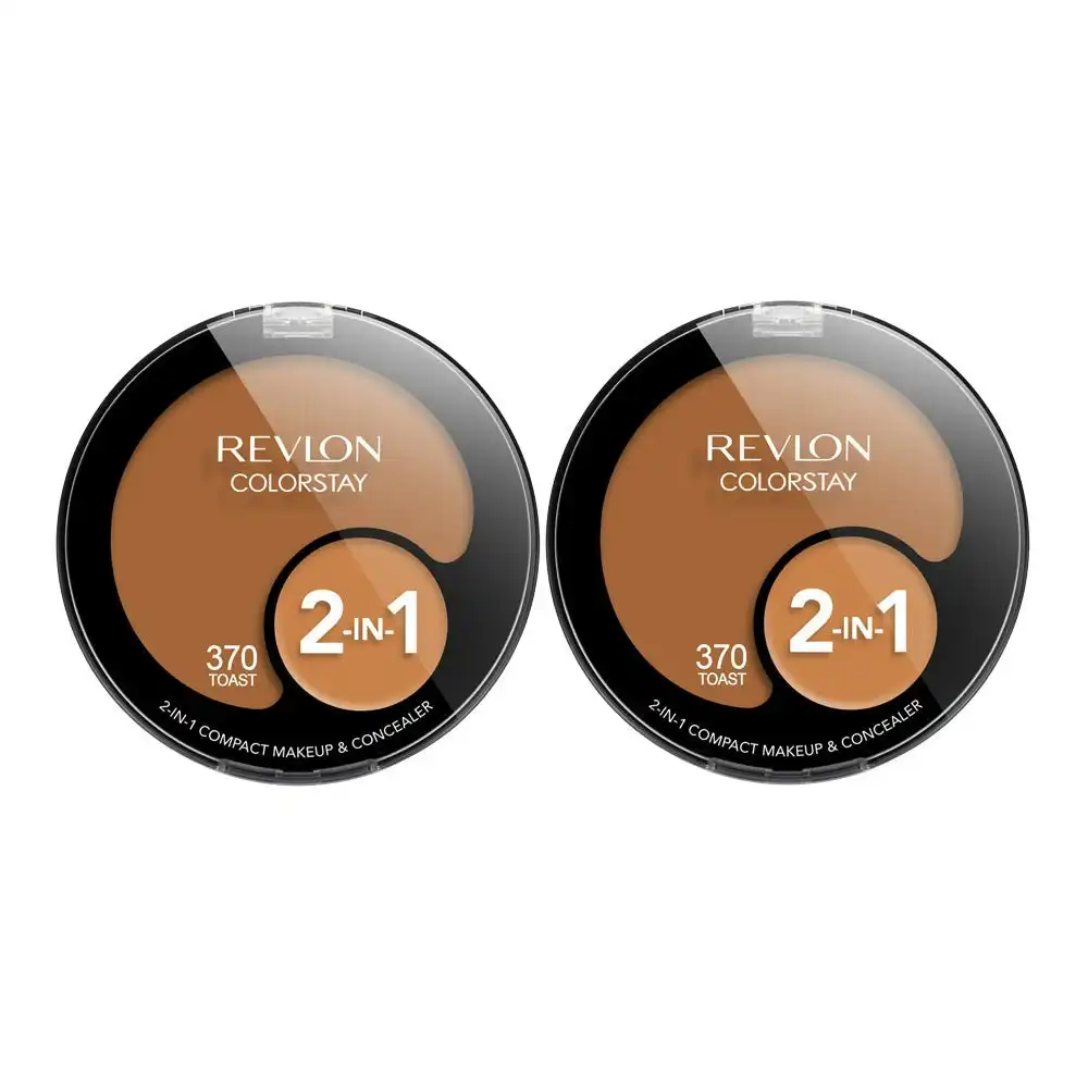 Revlon Colorstay 2-in-1 Compact Makeup & Concealer 370 Toast - 2 Pack