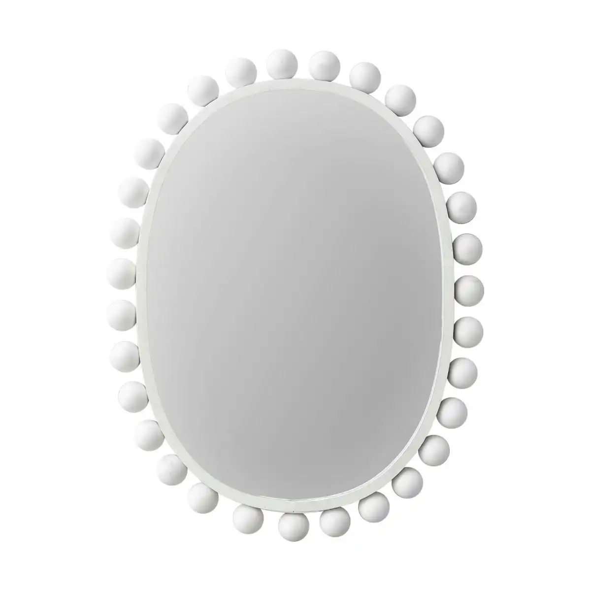 SSH Collection Beaded Edge Oval Wall Mirror - White