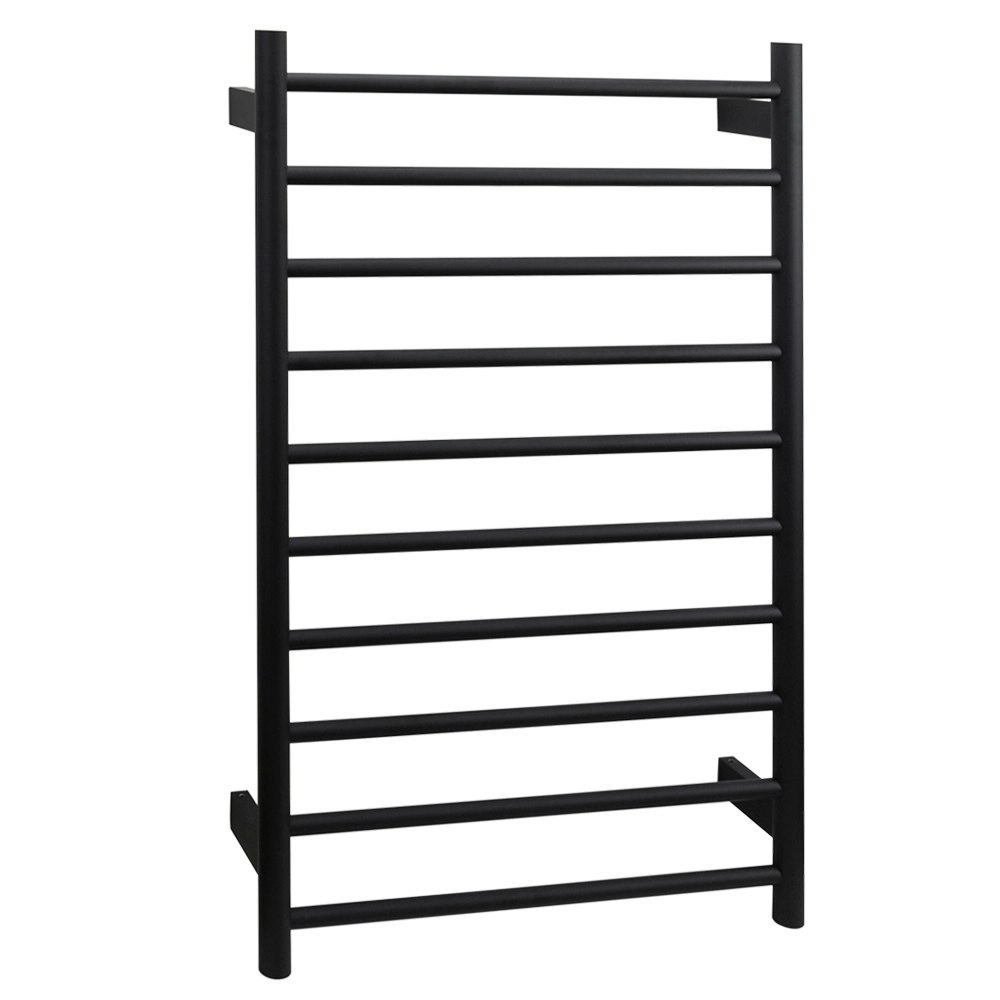 Aguzzo Ezy Fit Dual Wired Round Tube Heated Towel Rail 60 x 92cm - Matte Black