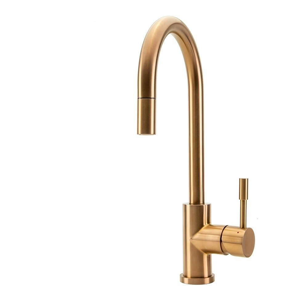 Swedia Klaas Stainless Steel Kitchen Mixer Tap with Pull-Out - Brushed Copper