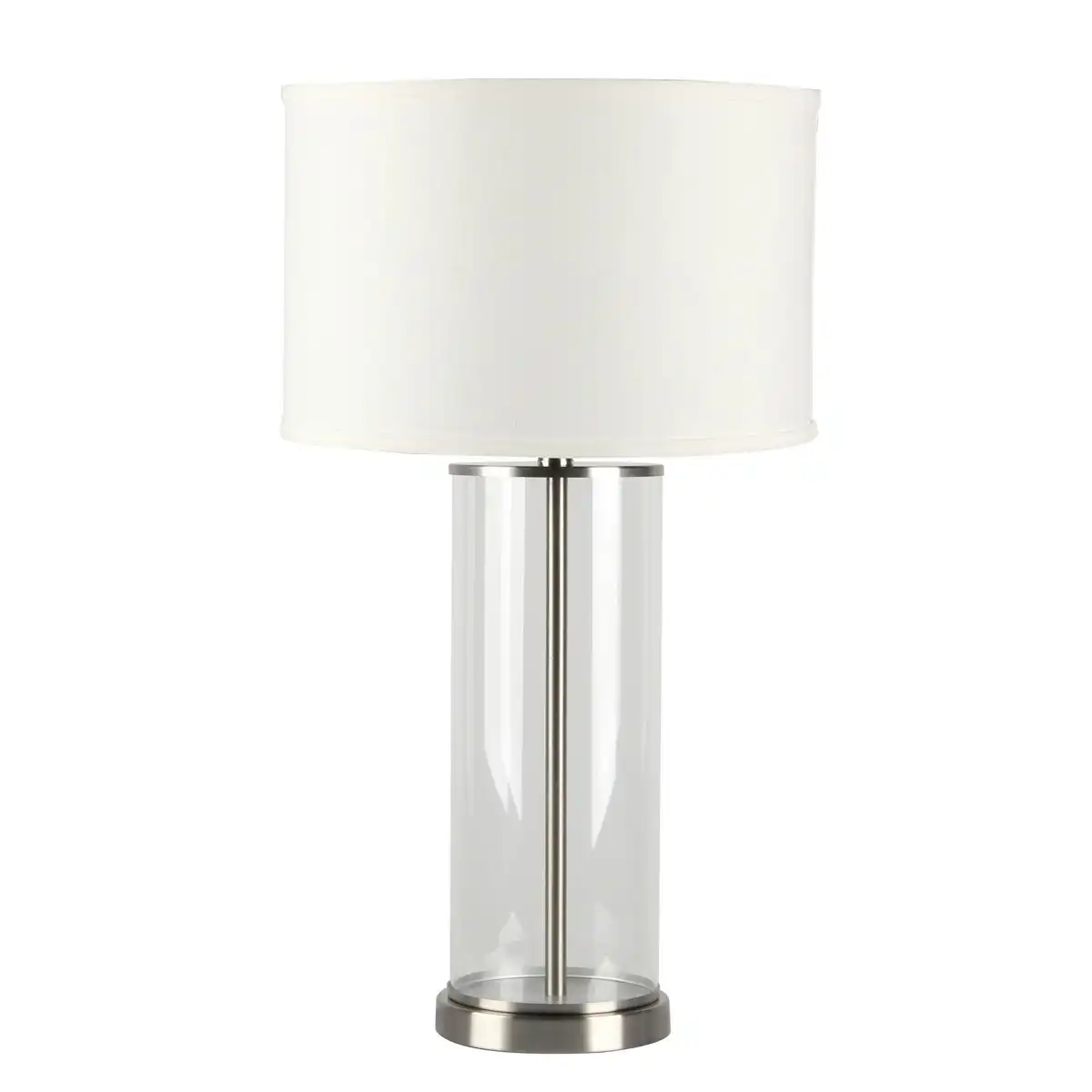 Cafe Lighting Left Bank Table Lamp - Nickel with White Shade