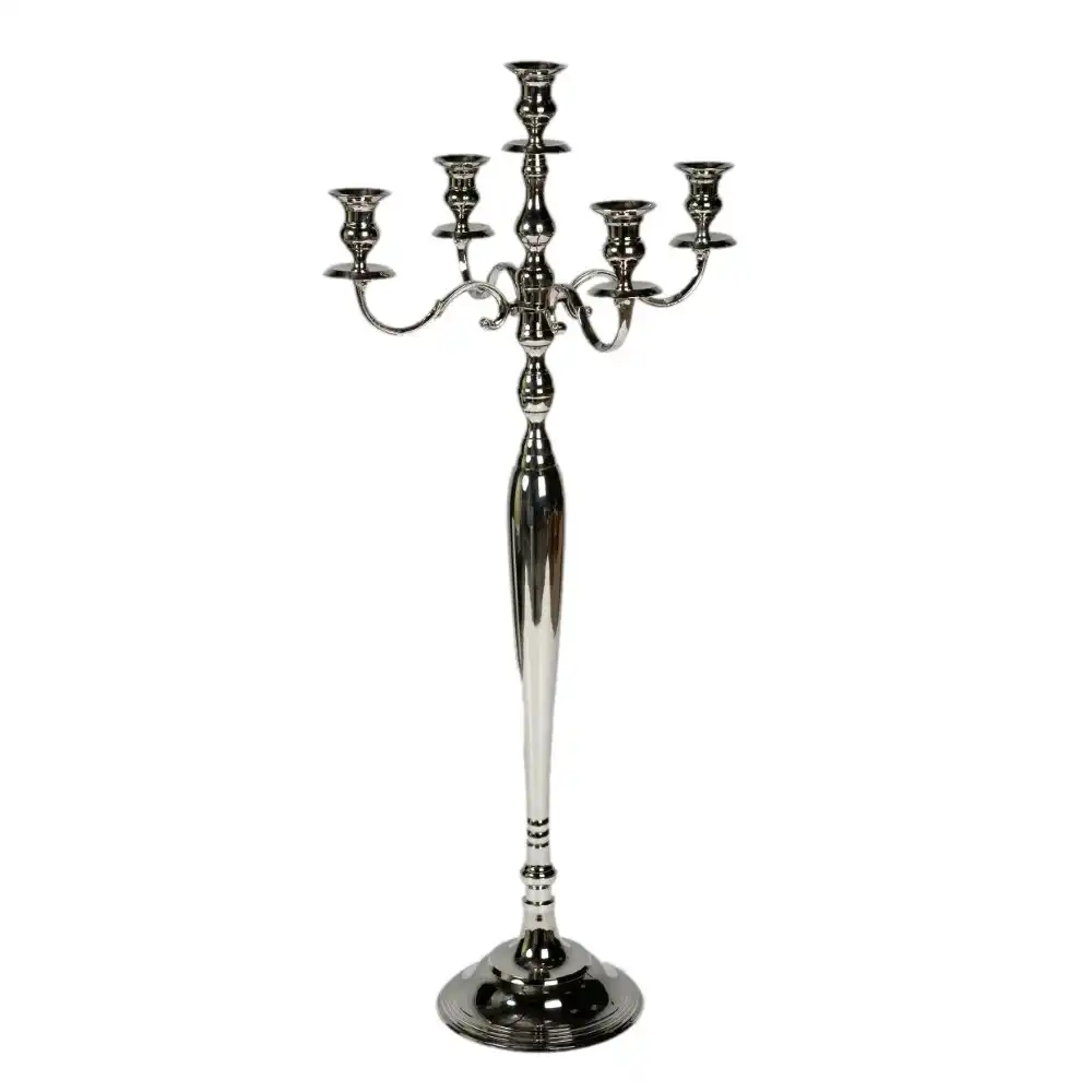 SSH Collection Elizabeth 80cm Tall 5 Candle Candelabra - Brass with Nickel Finish