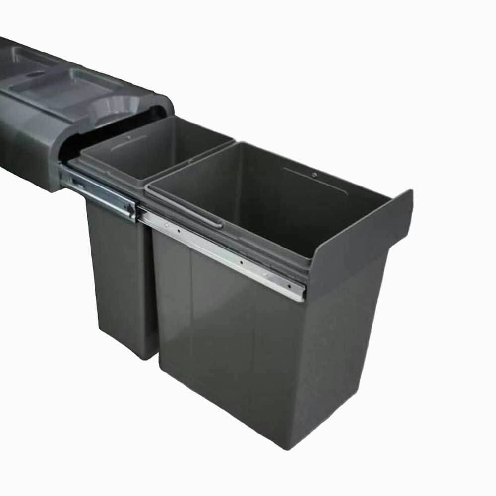 Elite 30L Twin Slide Out Right Side Mounted Slim Profile Concealed Waste Bin (for 30cm cupboard)