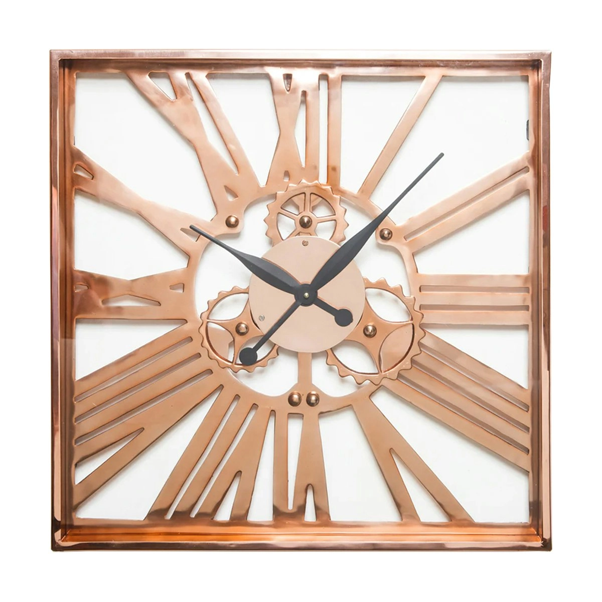 SSH Collection Cubello 60cm Square Wall Clock with Copper Surround and Numerals