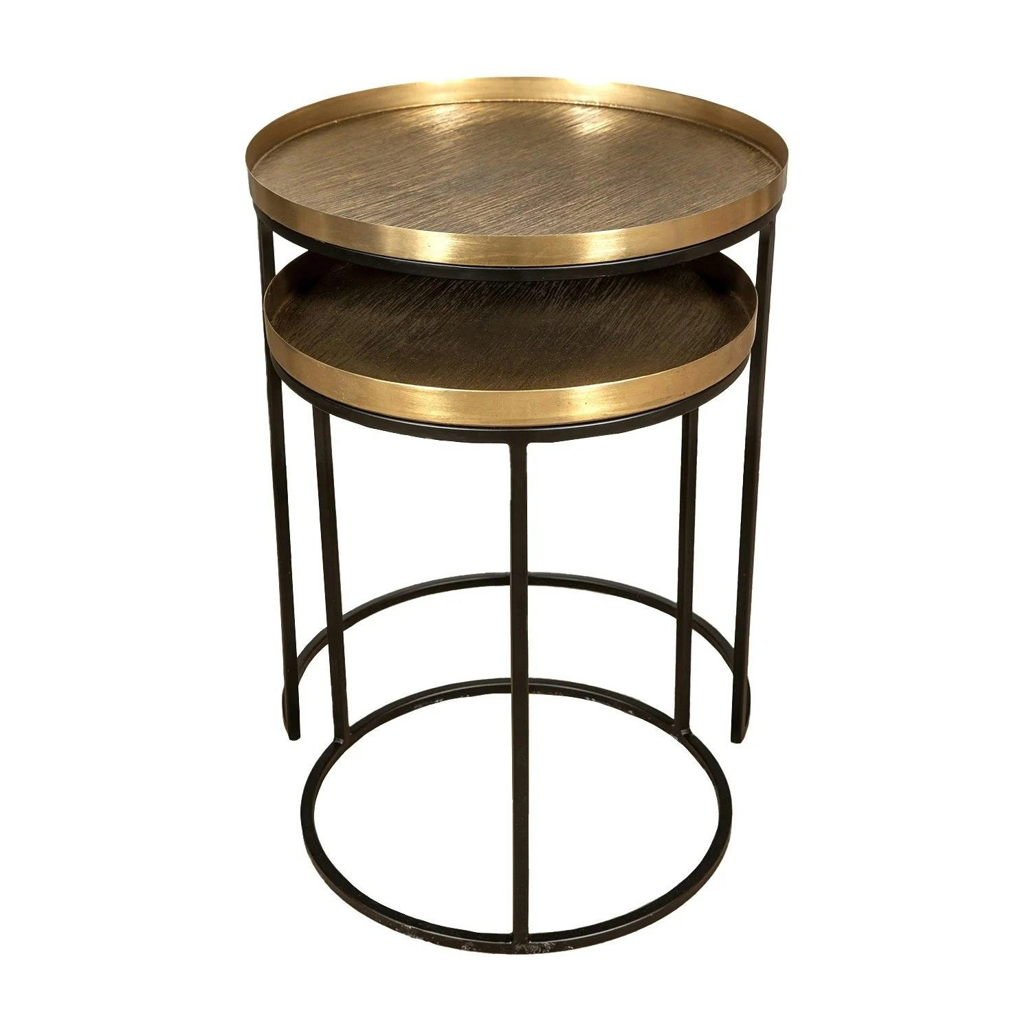 Set of 2 SSH Collection Horizons 41 and 49cm Wide Nesting Round Occasional Tables - Brass