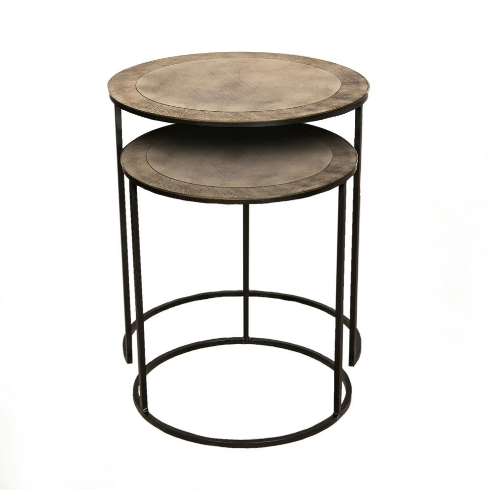 Set of 2 SSH Collection Philip 41 and 49cm Wide Nesting Side Tables - Brass