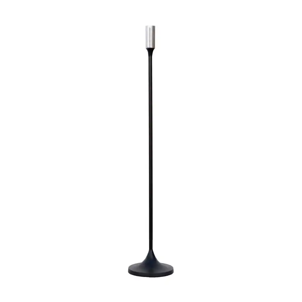SSH Collection Jupiter 80cm Tall Single Candle Holder - Matte Black with Silver Top