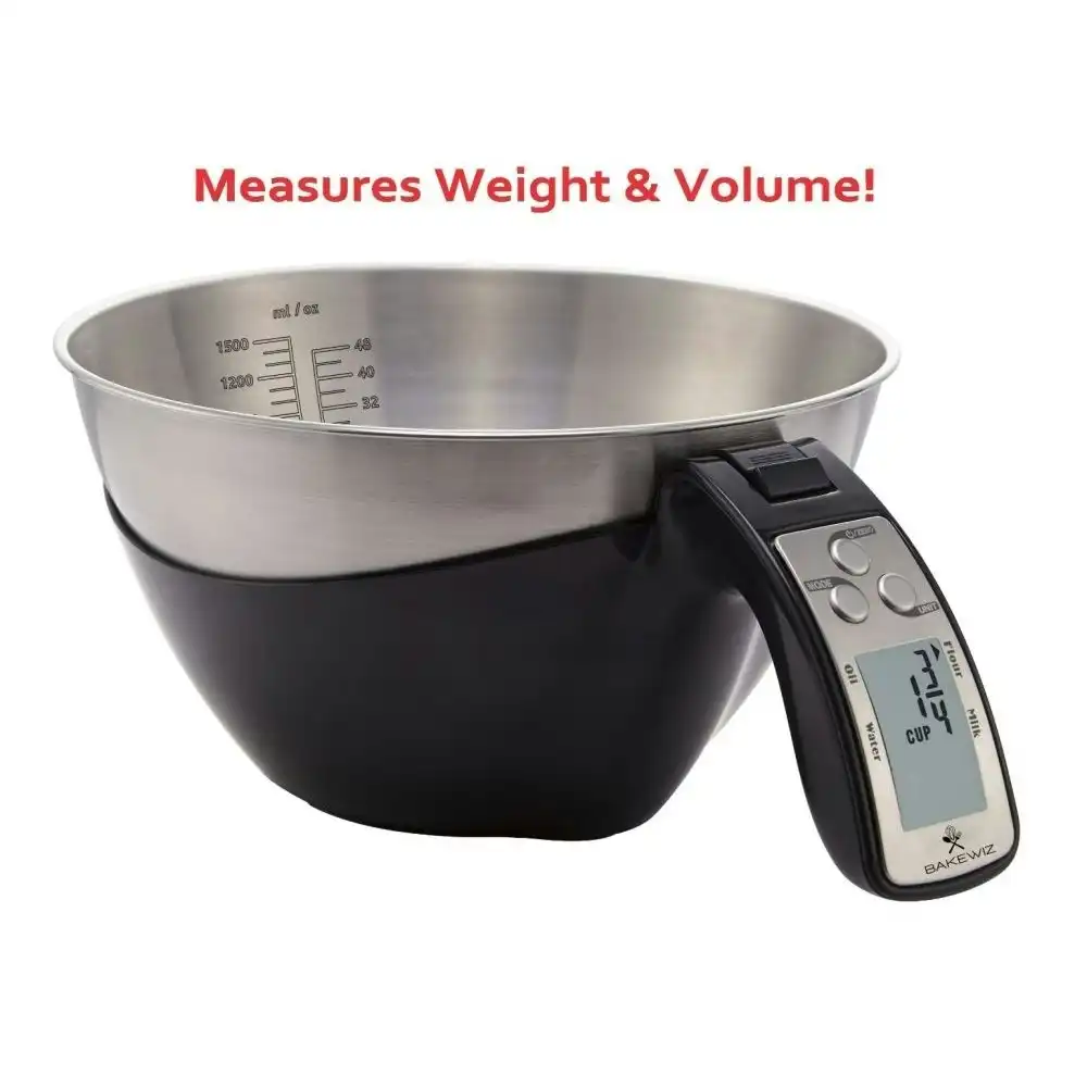 Bakewiz Digital Kitchen Food Scale with LED Display and Stainless Steel Bowl