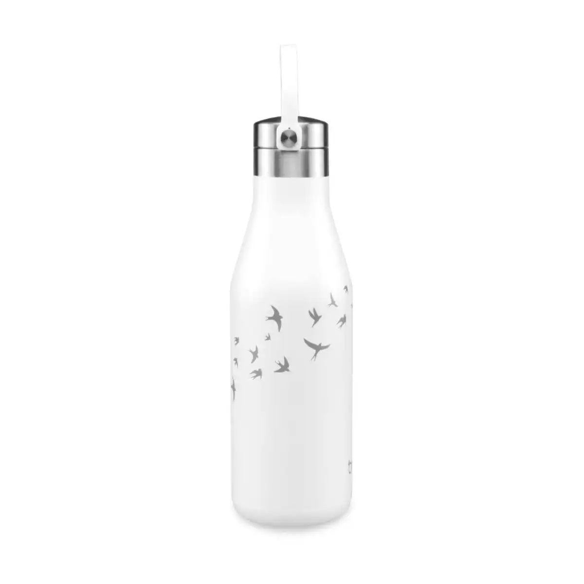 Ohelo 500ml Drink Bottle with Etched Swallows - White