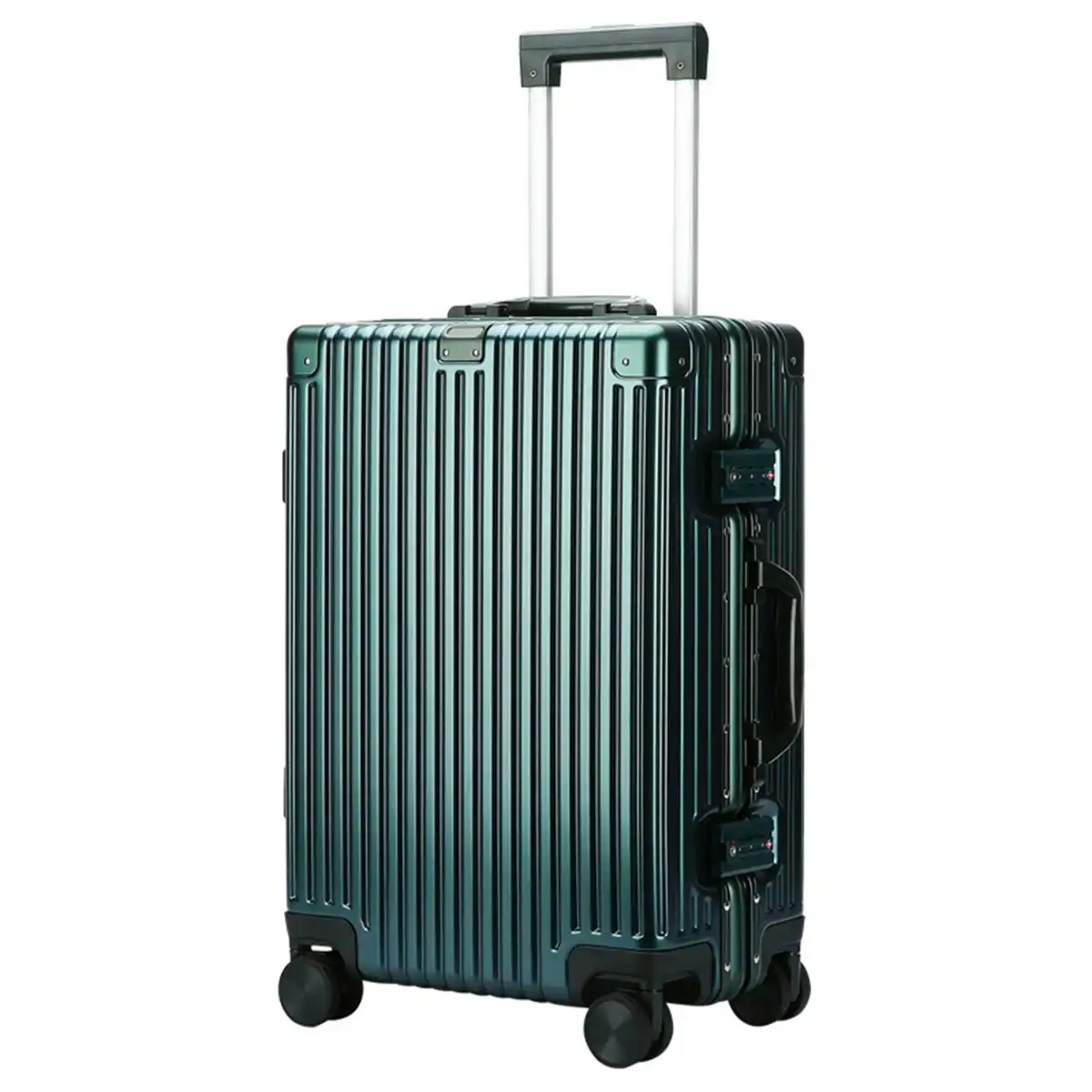 Bopai Aluminium Luggage Suitcase Lightweight TSA Locker 8 Wheels 360 Degree Rolling Carry On Hardcase B3203 Green