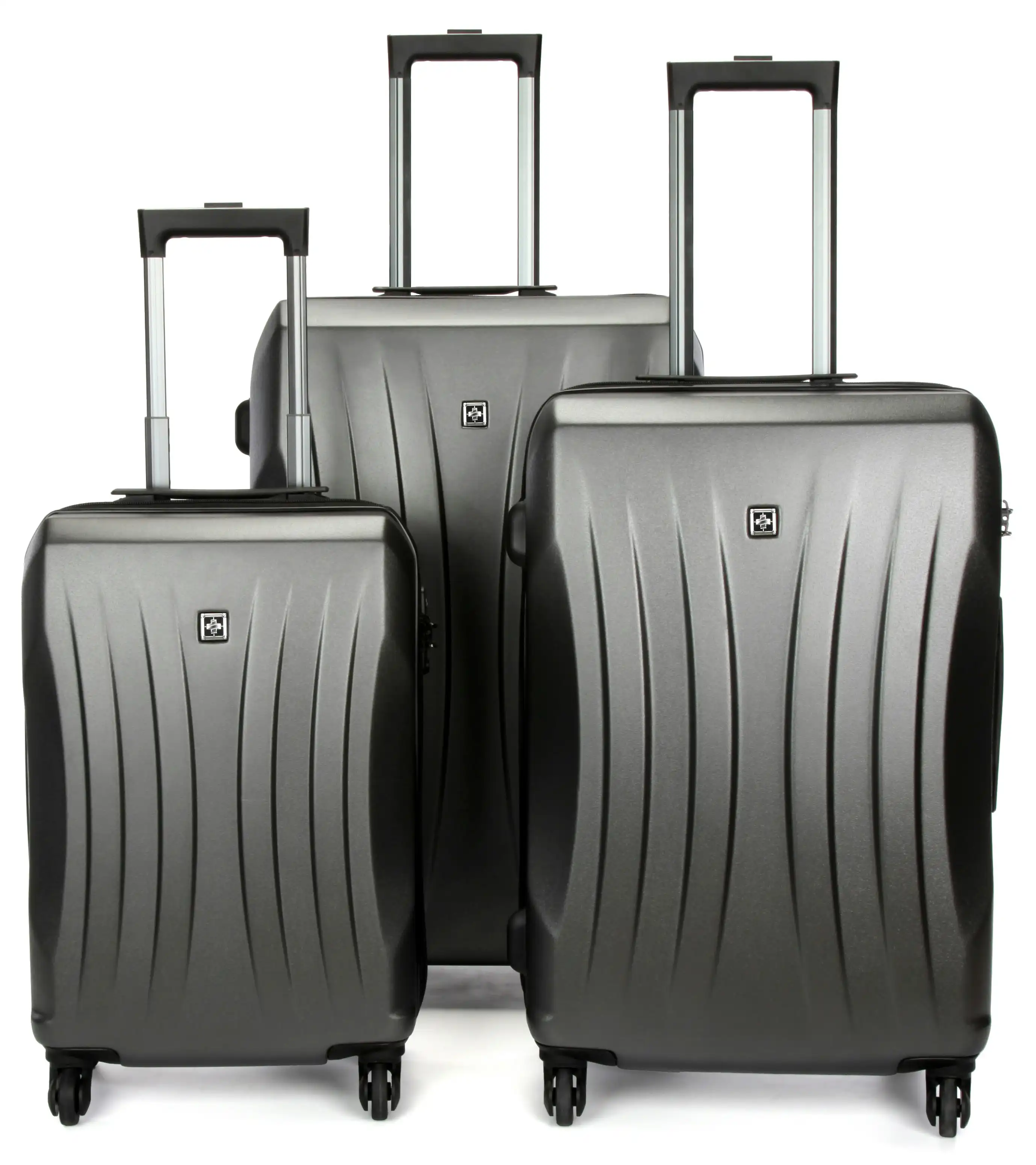 Suissewin Swiss Luggage Suitcase Lightweight With TSA Locker 8 Wheels Hardcase 3 PCS Set SN6300A&B&C Grey