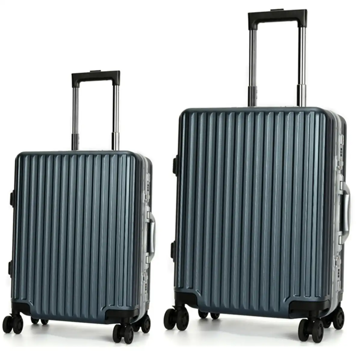Suissewin Swiss Aluminium Luggage Suitcase Lightweight TSA locker 8 wheels HardCase 2PCS Set SN7619AB Blue