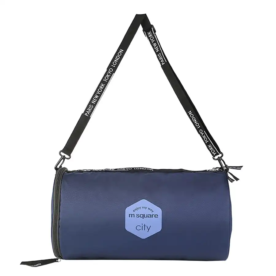 M Square Portable Barrel Bag Cross-body Sporty Duffel Bag Lightweight Travel Bag Blue Large