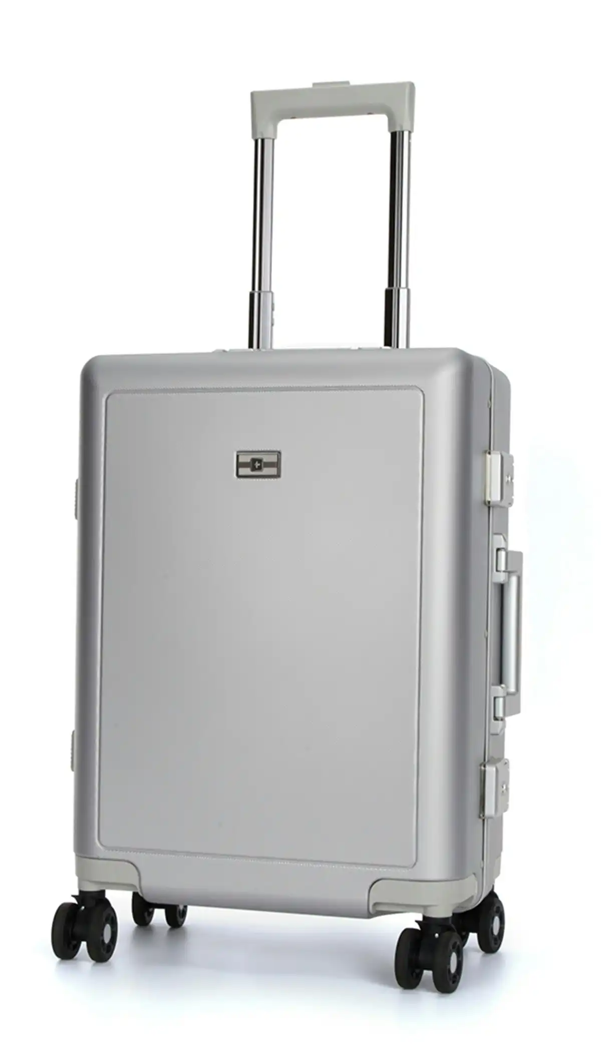 Suissewin Swiss Aluminium Luggage Suitcase Lightweight TSA locker 8 wheels Carry On HardCase SN7620A Silver