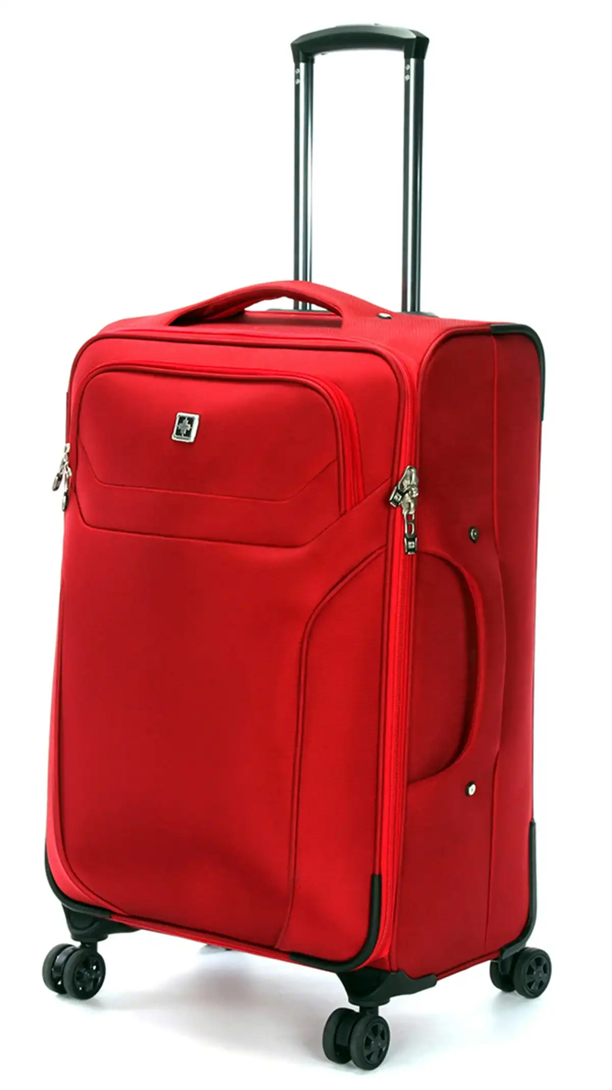 Suissewin Swiss Luggage Suitcase Lightweight 8 Wheels 360 Degree Rolling Carry on Softcase SN6005A Red