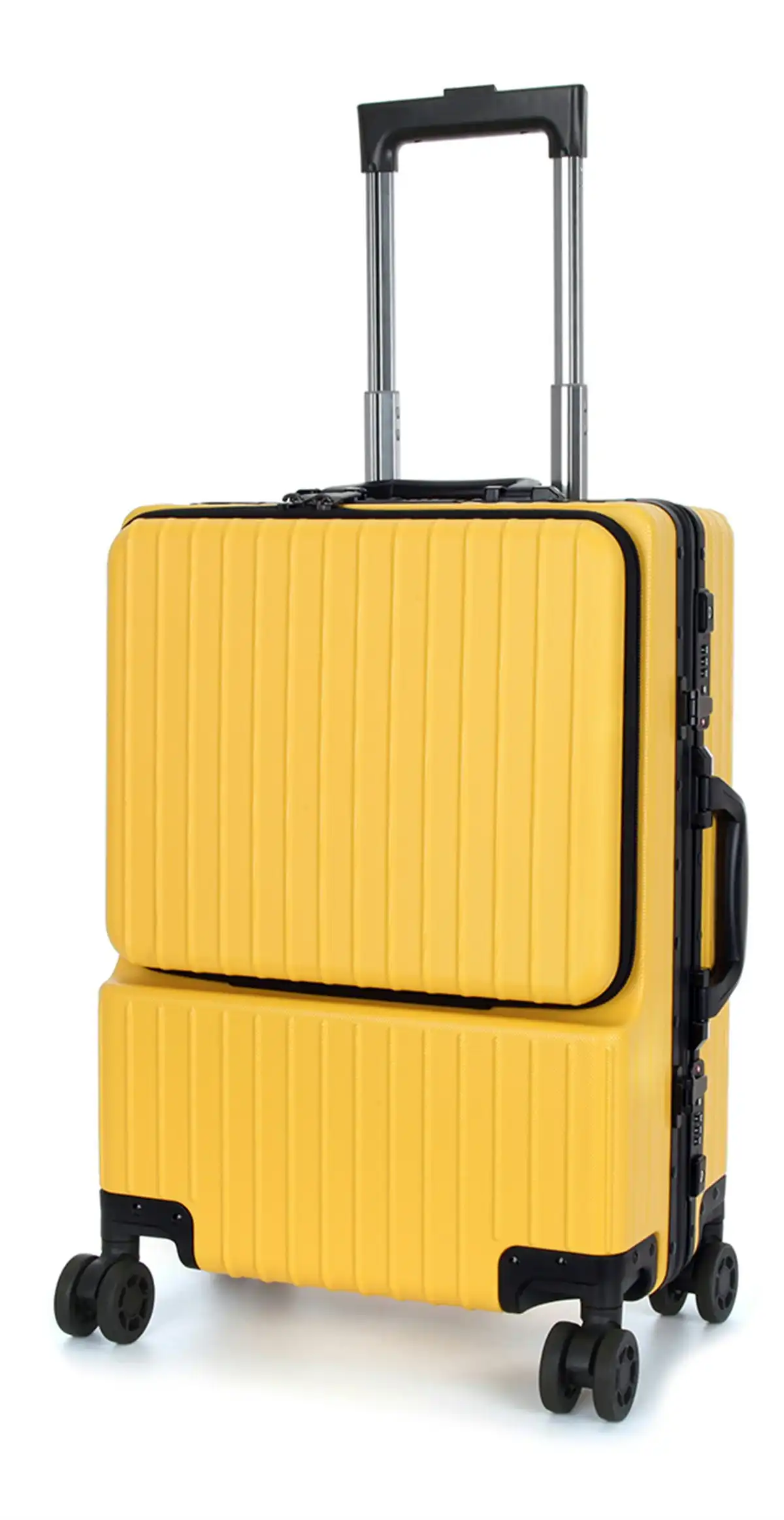 Suissewin Swiss Aluminium Luggage Suitcase Lightweight With TSA Locker 8 Wheels Carry on Hardcase SN8610A Yellow