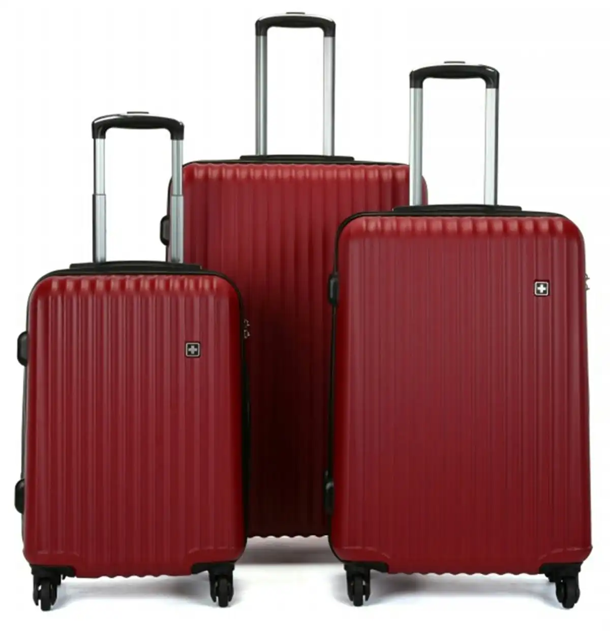 Suissewin Swiss Luggage Suitcase Lightweight TSA locker rolling HardCase 3 PCS Set SN9750ABC Red